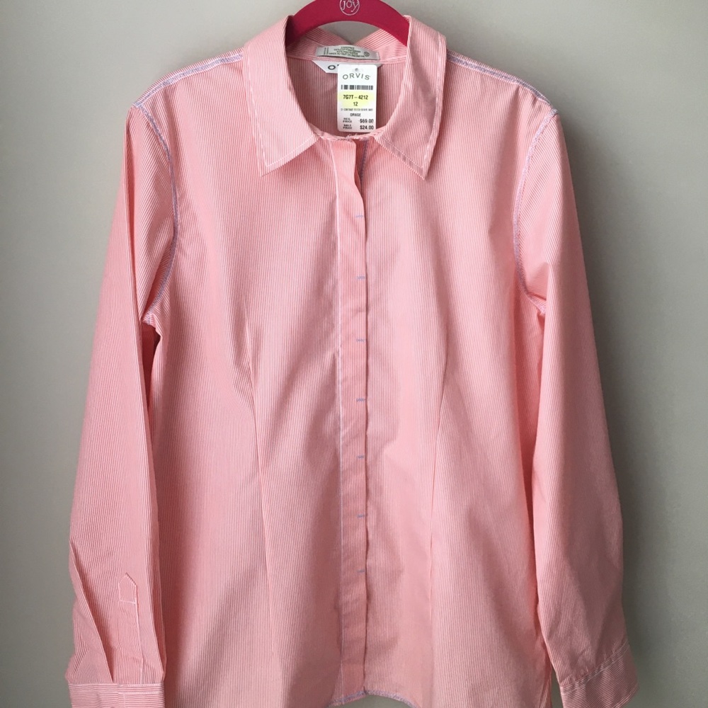 Orvis Carefree Women’s Button Down Orange (coral) and  White,